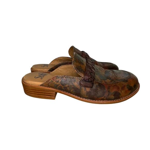 Sofft Womens Nels Taupe Floral Leather Slip On Loafer Mules Shoes Size 7 - Picture 3 of 6